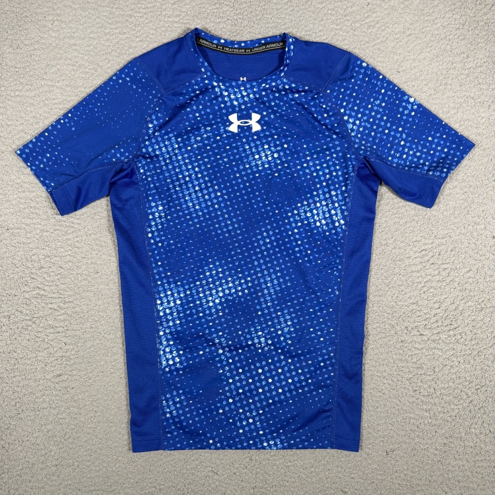 Under Armour Shirt Mens Medium Blue Compression Athletic Performance Stretch Gym